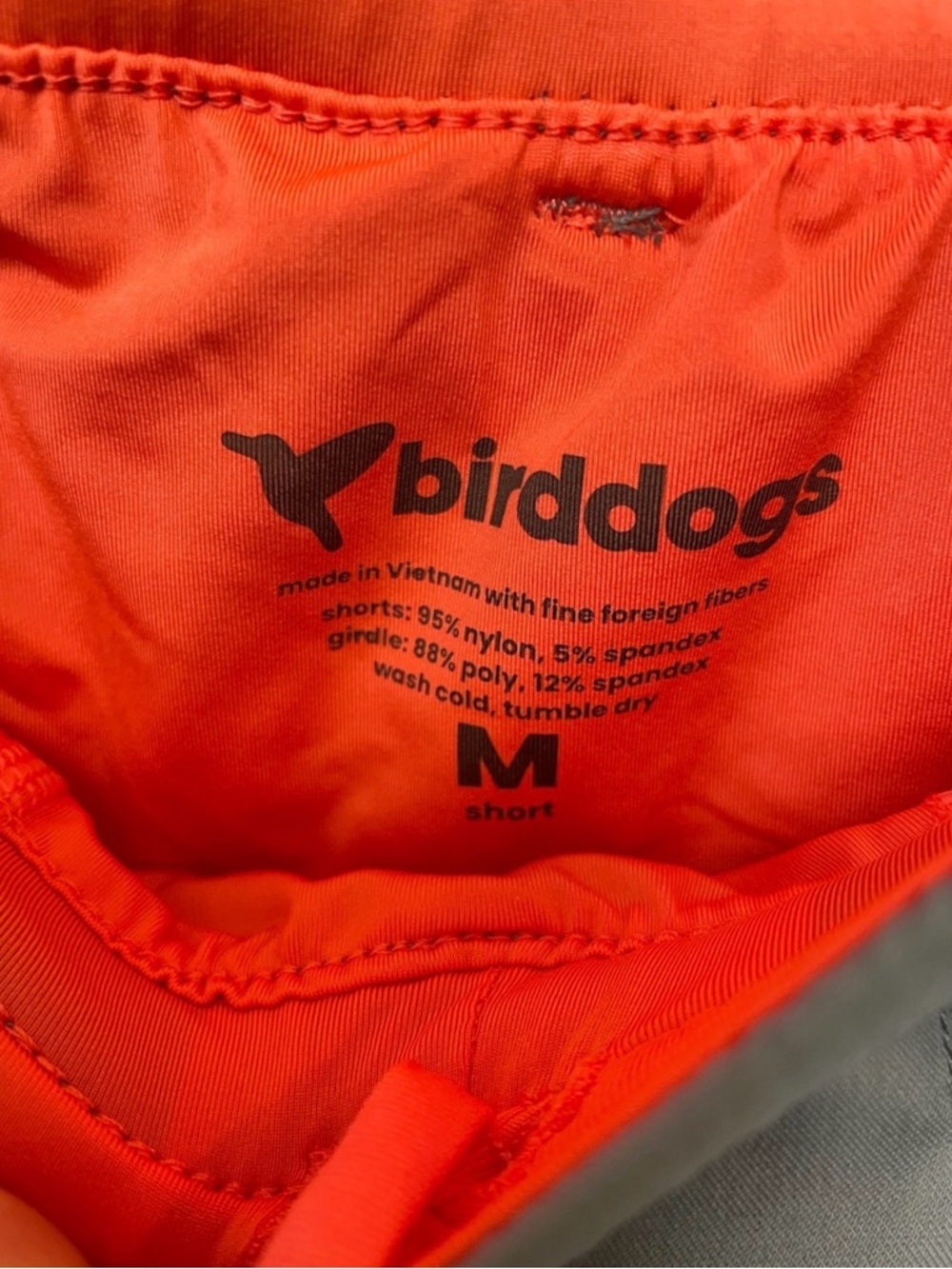 Birddogs Men's Athletic Shorts in Gray with Orange Liner - Picture 4 of 4